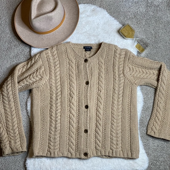 J. Crew Sweaters - Vintage J. Crew Chunky Cable Knit Cropped Cardigan Sweater